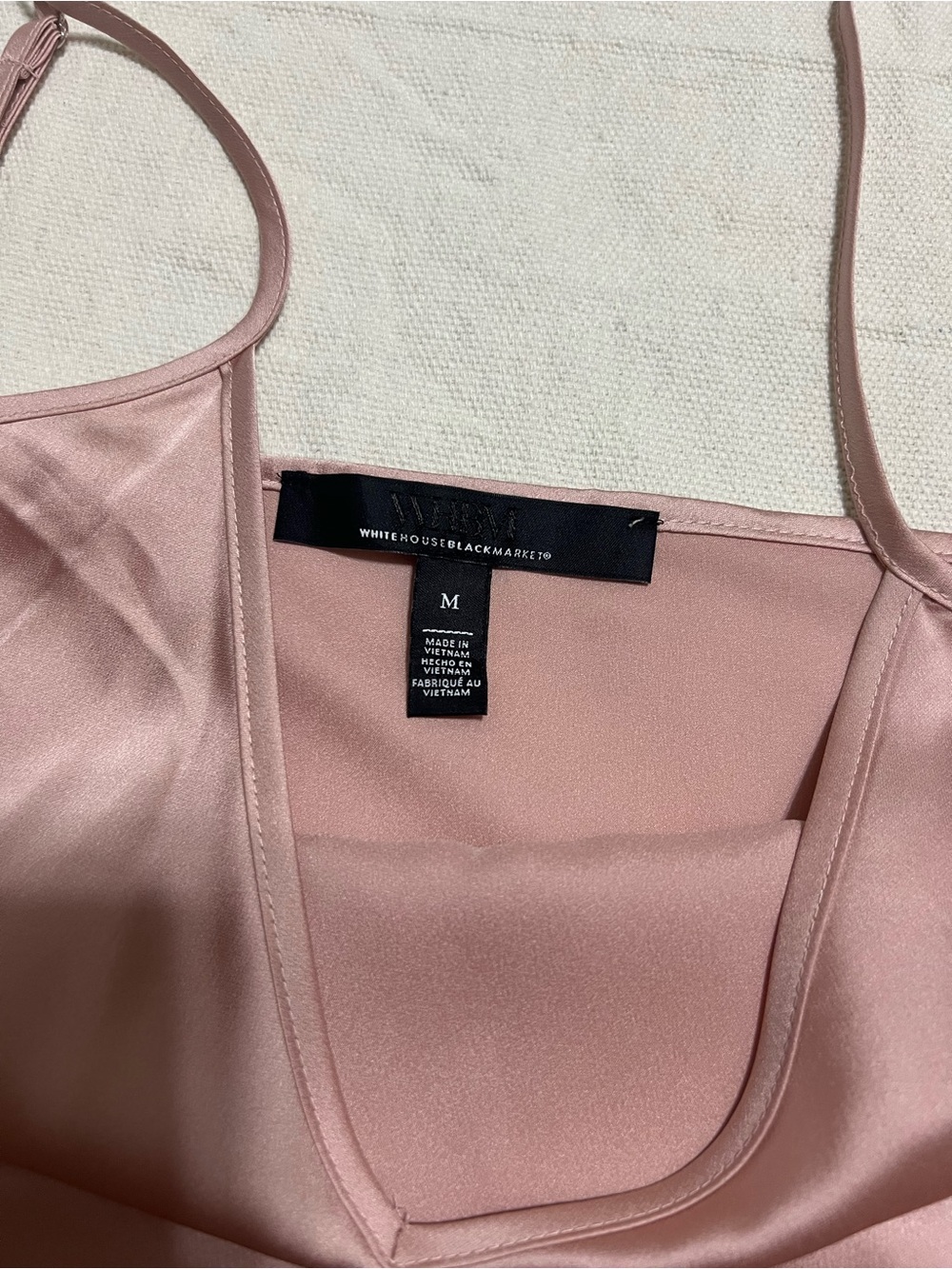 White House Black Market Sz M Pink Blush Camisole V Neck Adjustable Straps - Picture 3 of 7
